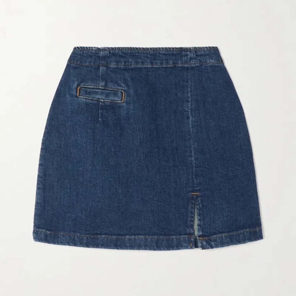 REFORMATION Freda Top-stitched Denim Mini Skirt